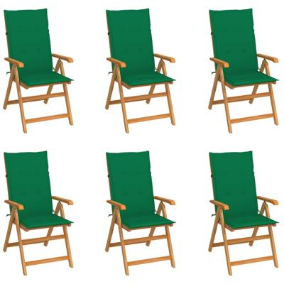 vidaXL Tuinstoelen 6 st met groene kussens massief teakhout vidaXL Tuinstoelen 6 st met groene kussens massief teakhout