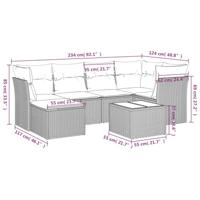 7-delige Loungeset met kussens poly rattan beige - thumbnail