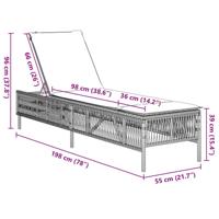 Ligbed met kussen poly rattan zwart - thumbnail