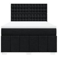 Boxspring met matras stof zwart 160x200 cm - thumbnail