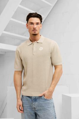 Pure Path Openwork Knit Polo Heren Beige - Maat S - Kleur: Beige | Soccerfanshop