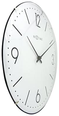 NeXtime NE-3157WI Wandklok Dia. 35 Cm, Bol Glas, Wit, 'Basic Dome' NeXtime NE-3157WI Wandklok Dia. 35 Cm, Bol Glas, Wit, 'Basic Dome'