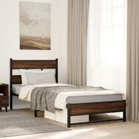 Bedframe zonder matras metaal bruin eikenkleurig 107x203 cm - thumbnail