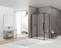 van Rijn ST06 douchecabine met 160cm softclose deur en helder glas matzwart 160x100cm - thumbnail