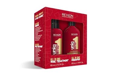REVLON Revlon Uniq One All In One Duo Pack - 150 ml Behandeling & 230 ml Shampoo REVLON Revlon Uniq One All In One Duo Pack - 150 ml Behandeling & 230 ml Shampoo