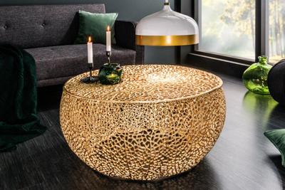 Filigraan salontafel LEAF 80cm goud metaal handgemaakt blad ontwerp - 38940