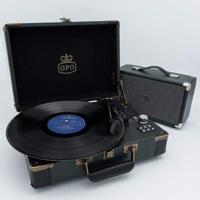 GPO Retro AMBASSADORGRE Bluetooth platenspeler met ingebouwde accu en speakers - thumbnail