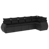 6-delige Loungeset met kussens poly rattan zwart - thumbnail