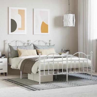 Bedframe met hoofd- en voeteneinde metaal wit 140x190 cm