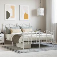 Bedframe met hoofd- en voeteneinde metaal wit 140x190 cm - thumbnail