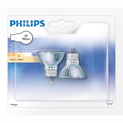 2-pack Philips GU4 Halogeenspots - Warm wit licht - 35W
