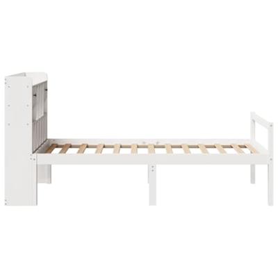 Bed met boekenkast zonder matras grenenhout wit 75x190 cm