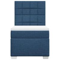 Boxspring met matras stof blauw 90x190 cm - thumbnail
