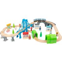 Small Foot - houten treinset met brug, 60dlg. - thumbnail