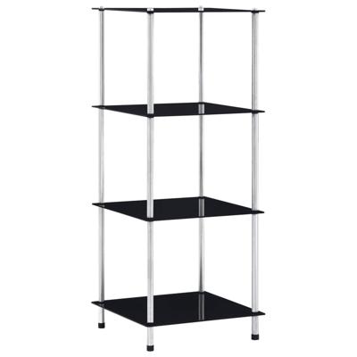 Kastje 4-laags 40x40x100 cm gehard glas zwart