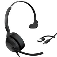 Jabra Evolve2 50 On Ear headset Kabel, Bluetooth Mono Zwart Ruisonderdrukking (microfoon), Noise Cancelling Headset, Mono, Microfoon uitschakelbaar (mute), - thumbnail