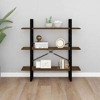 Boekenkast 100x30x105 cm bewerkt hout bruin eikenkleur - thumbnail