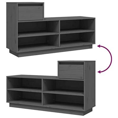 VidaXL Schoenenkast 110x34x61 cm massief grenenhout grijs