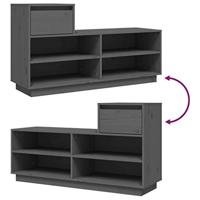 VidaXL Schoenenkast 110x34x61 cm massief grenenhout grijs - thumbnail