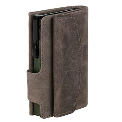 Juscha JU-964306 Pasjeshouder Clicksafe RFID Jachtleer Gri/gro 8 Pasjes Met Opbergvak Voor Muntgeld