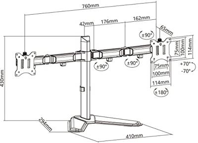 My Wall HL 56-2 L Monitorvoet 2-voudig 43,2 cm (17) - 81,3 cm (32) Zilver In hoogte verstelbaar, Draaibaar My Wall HL 56-2 L Monitorvoet 2-voudig 43,2 cm (17) - 81,3 cm (32) Zilver In hoogte verstelbaar, Draaibaar