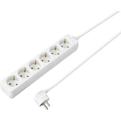 Sygonix SY-4890998 Stekkerdoos 6-voudig Wit Randaarde stekker 1 stuk(s)