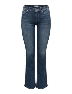 Only Onlblush Mid Flared Dnm Rea260 Noos Flare Dark Blue Denim