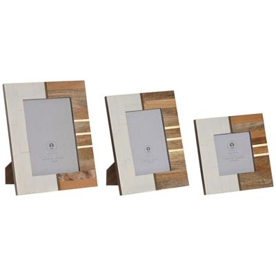 Fotolijsten Home ESPRIT Wit Bruin Hars Mangohout Scandinavisch (3 Stuks)