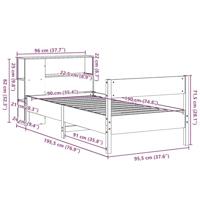 Bed met boekenkast zonder matras massief grenenhout 90x190 cm - thumbnail