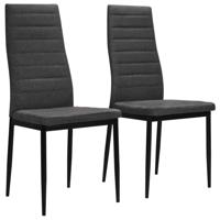 VidaXL Eetkamerstoelen 2 st stof donkergrijs - thumbnail