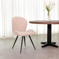 LABEL51 Eetkamerstoel Sil - Naturel - Royal Boucle - Zwart Metalen Frame - thumbnail