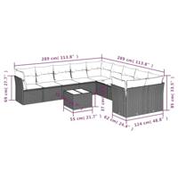 11-delige Tuinset met kussens poly rattan beige - thumbnail