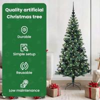 VidaXL Kunstmatig voorverlicht kerstboom groen 150 cm pvc en metaal - thumbnail