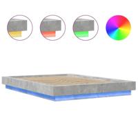 Bedframe met LED-verlichting bewerkt hout betongrijs 120x190 cm - thumbnail