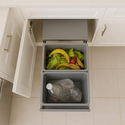 36L Schuifbare Inbouw Keukenafvalbak - HYPE - 2 Vakken met Emmer - KITCHEN MOVE