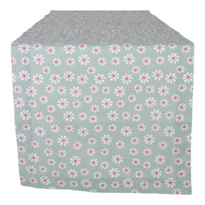 Daisy Flowers Tafelloper Groen 50x140 Cm