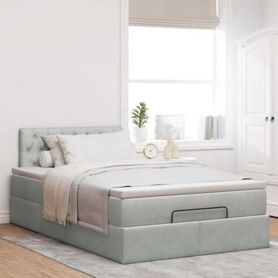 Ottoman bed met matras en LED's 120x200 cm fluweel lichtgrijs