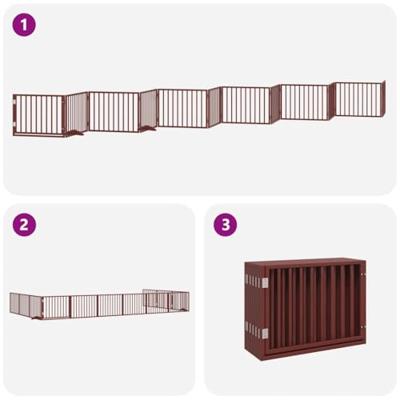 Hondenhek inklapbaar 12 panelen 960 cm populierenhout bruin