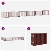 Hondenhek inklapbaar 12 panelen 960 cm populierenhout bruin - thumbnail