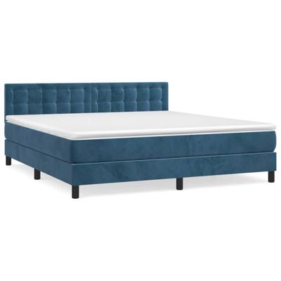 Boxspring met matras fluweel donkerblauw 180x200 cm