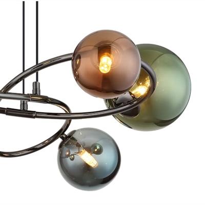 Globo Zwarte hanglampRiha gekleurd glas 6-lichts - 56142-6H