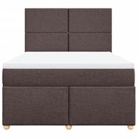 Boxspring met matras stof donkerbruin 140x200 cm - thumbnail
