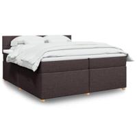 Boxspring met matras stof donkerbruin 200x200 cm - thumbnail