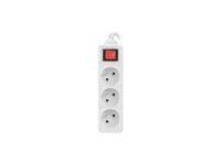 LANBERG VERLENGKABEL 3M WIT, 3X 230V PL, MET SCHAKELAAR - thumbnail