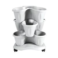 Bama trifoglio plantenbak met wieltjes 40x51 cm wit - thumbnail