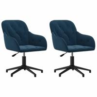Eetkamerstoelen draaibaar 2 st fluweel blauw - thumbnail
