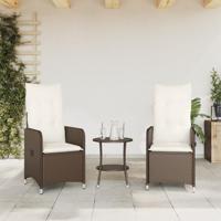 Tuinstoelen 2 st verstelbaar met kussens poly rattan bruin - thumbnail