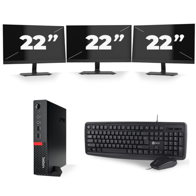 Lenovo ThinkCentre M710q USFF - Intel Core i7-6e Generatie - 16GB RAM - 256GB SSD - Windows 11 + 3x 22 inch Monitor