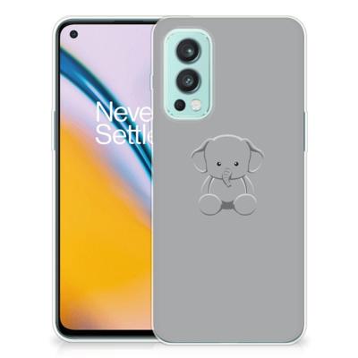 OnePlus Nord 2 5G Telefoonhoesje met Naam Grijs Baby Olifant OnePlus Nord 2 5G Telefoonhoesje met Naam Grijs Baby Olifant
