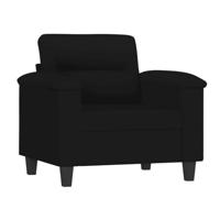 Fauteuil met voetenbank 60 cm microvezelstof zwart - thumbnail